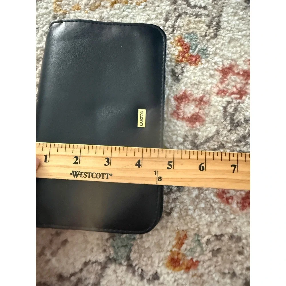 Buxton Black Leather Organizer Clutch Wallet with Mirror and‎ Gold Hardware